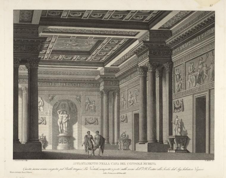 Art Print : Appartamento Nella casa del Console Murena. Questa Scena Venne eseguita pel ballo tragico, 1818 - Vintage Wall Art