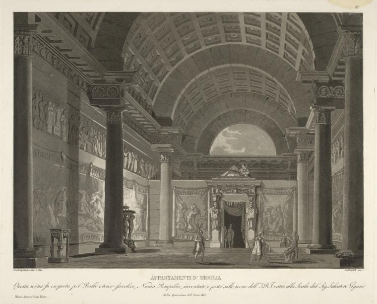 Art Print : Appartamenti d'Ersilia. Questa Scena fu eseguita pel ballo eroica-favoloso. A. Biasioli inc, 1815 - Vintage Wall Art