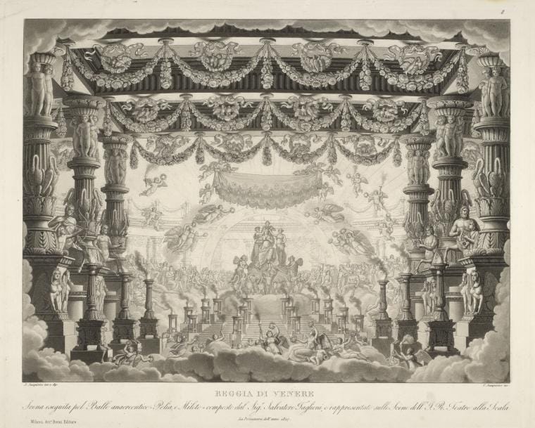 Art Print : Reggia di Venere. Scena eseguita pel ballo anacreontico Pelia e Mileto, 1827 - Vintage Wall Art