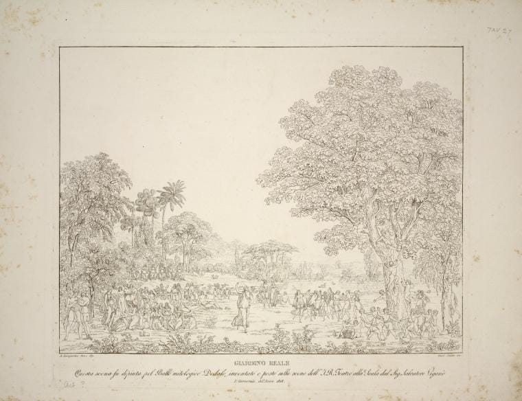 Art Print : Giardino Reale. Questa Scena fu dipinta pel ballo mitologico Dedalo1818 - Vintage Wall Art