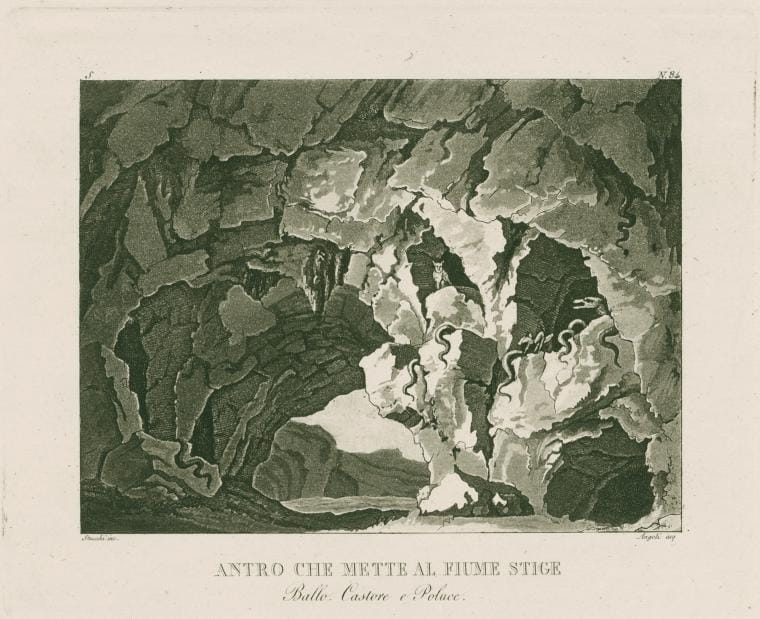 Art Print : Antro Che Mette al Fiume Stige. Ballo. Castore e Poluce. Stucchi inc. Angeli acq. [After a Set Design by Sanquirico], 1820 - Vintage Wall Art