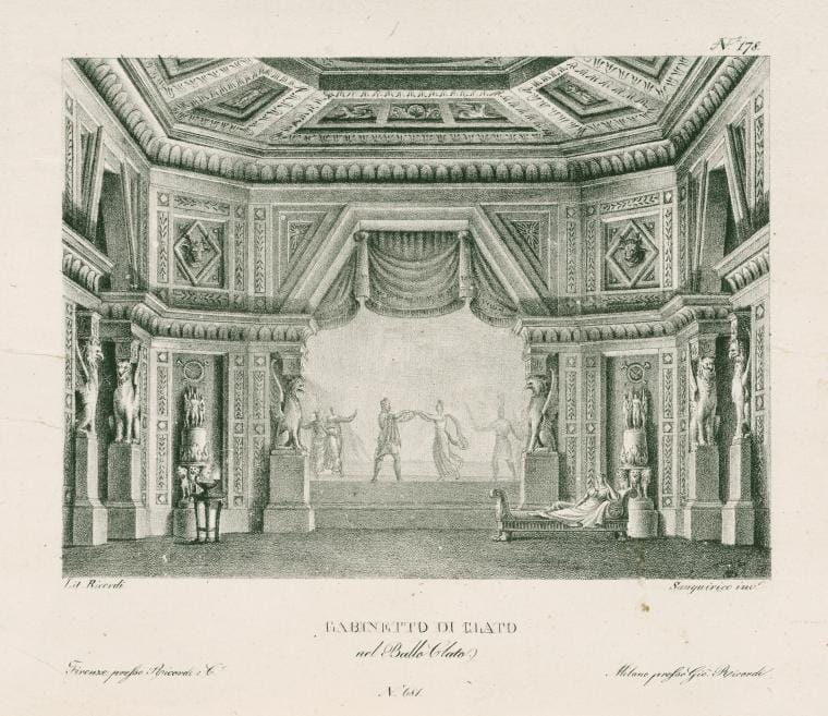 Art Print : Gabinetto di Clato nel ballo Clato. Lit. Ricordi. Sanquirico inv, 1830 - Vintage Wall Art