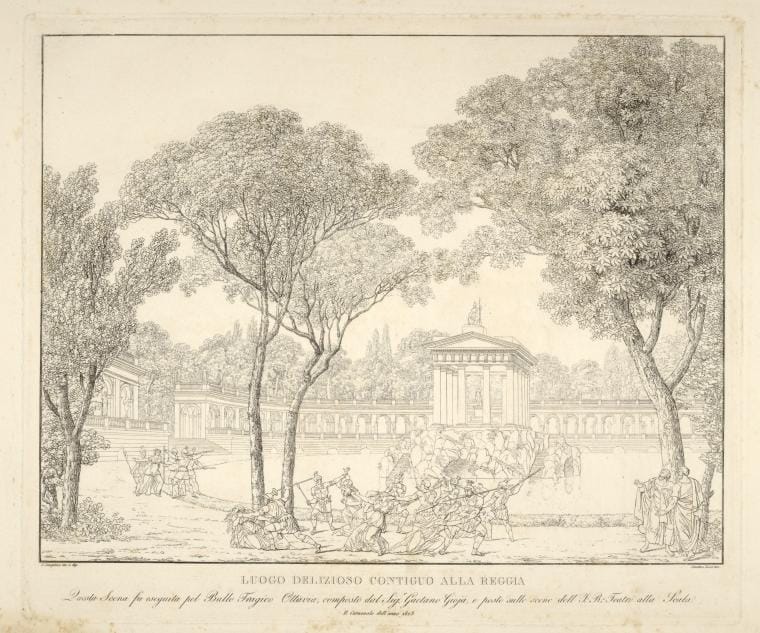 Art Print : Luogo delizioso contiguo alla reggia. Questa Scena fu eseguita pel ballo tragico Ottavia, 1823 - Vintage Wall Art