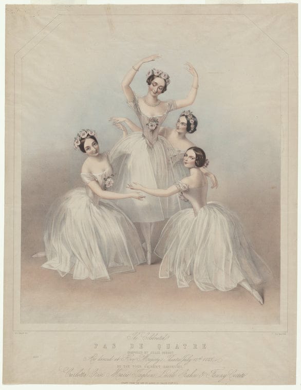 Art Print : The Celebrated Pas de Quatre Composed by Jules Perrot, as Danced at Her Majesty's Theatre, July 12th 1845 - Vintage Wall Art