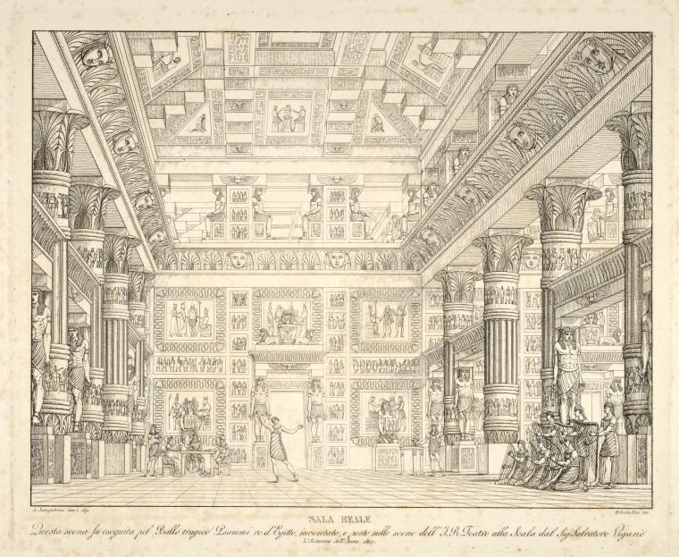 Art Print : Sala Reale. Questa Scena fu eseguita, pel ballo tragico Psammi re d'Egitto, 1817 - Vintage Wall Art