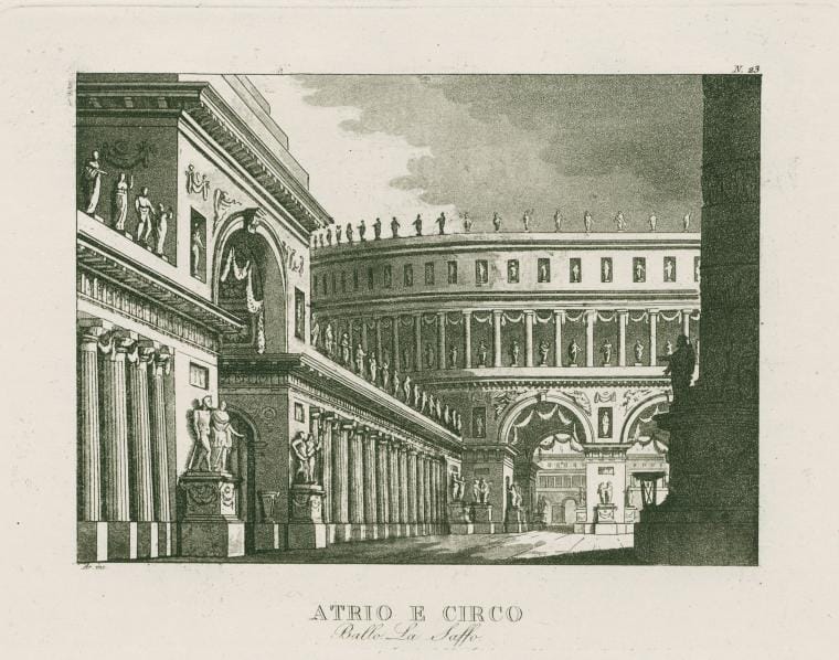 Art Print : Atrio e Circo. Ballo, La Saffo. Ar. inc. [After a Set Design by Sanquirico], 1818 - Vintage Wall Art