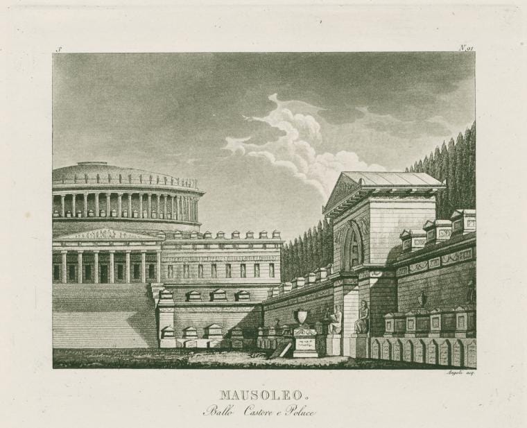 Art Print : Mauseleo. Ballo Castore e Poluce. Angeli acq. [After a Set Design by Sanquirico], 1820 - Vintage Wall Art