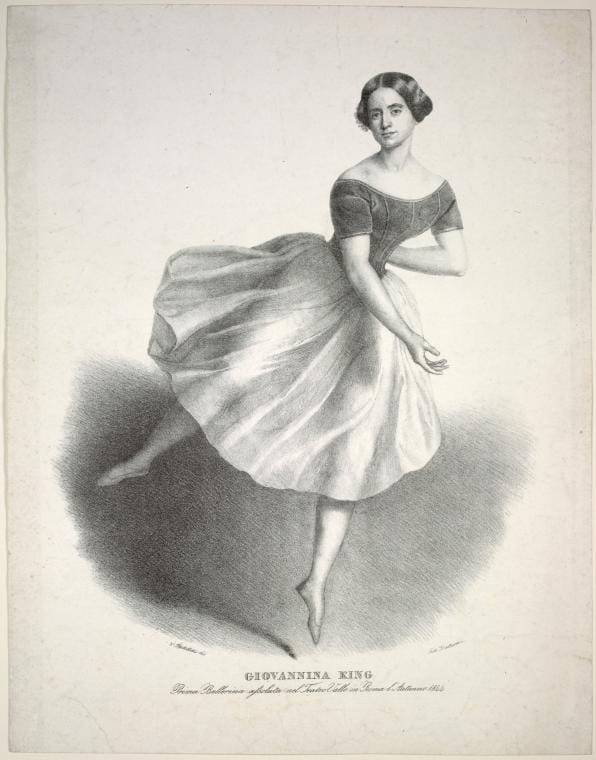 Art Print : Giovannina King Prima Ballerina assoluta nel Teatro Valle in Roma l'autunno 1844, 1844 - Vintage Wall Art