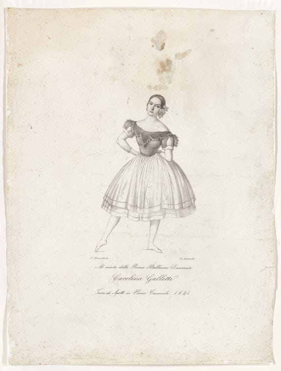Art Print : Al merito Della Prima Ballerina danzante Carolina Galletti, Teatro di Apollo in Roma, carnevale 1841, 1841 - Vintage Wall Art