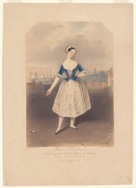 Art Print : Marie Taglioni [Facsimile Signature] in The Dance of The Mazurka, in The Ballet of La Gitana, 20 - Vintage Wall Art