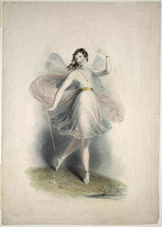 Art Print : Ariel. Engraved by F. Bacon from The Original Portrait Painted by E. T. Parris, Vintage Wall Art