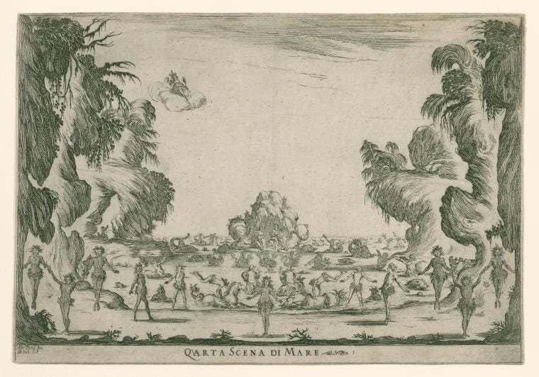 Art Print : Quarta Scena di mare. Alfons. Parigus. inv. SDB Deli e f, 1637 - Vintage Wall Art