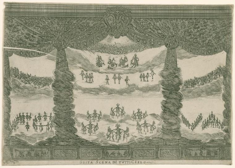 Art Print : Sesta Scena di Tutto Cielo. Alfons. Parigus. inv. SDB Deli e f, 1637 - Vintage Wall Art