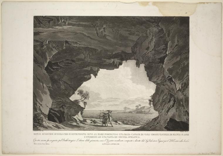 Art Print : Rupi e scosciso scagli Che si estendondo sino al mare formando UNA rada capace di varj grossi vascelli di fianco si apre l'ingresso 1812 - Vintage Wall Art V1