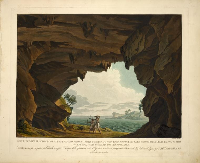 Art Print : Rupi e scosciso scagli Che si estendondo sino al mare formando UNA rada capace di varj grossi vascelli di fianco si apre l'ingresso 1812 - Vintage Wall Art V2