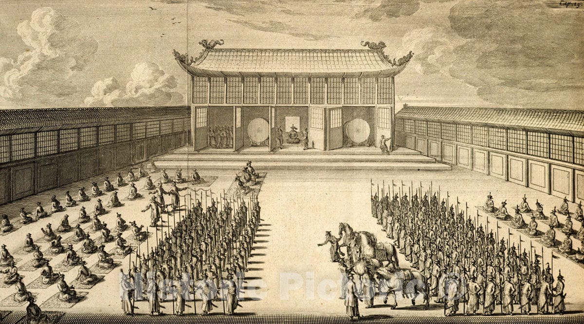 Art Print : 1706, The Embassadors Audience of Leave of The Emperor. - Vintage Wall Art