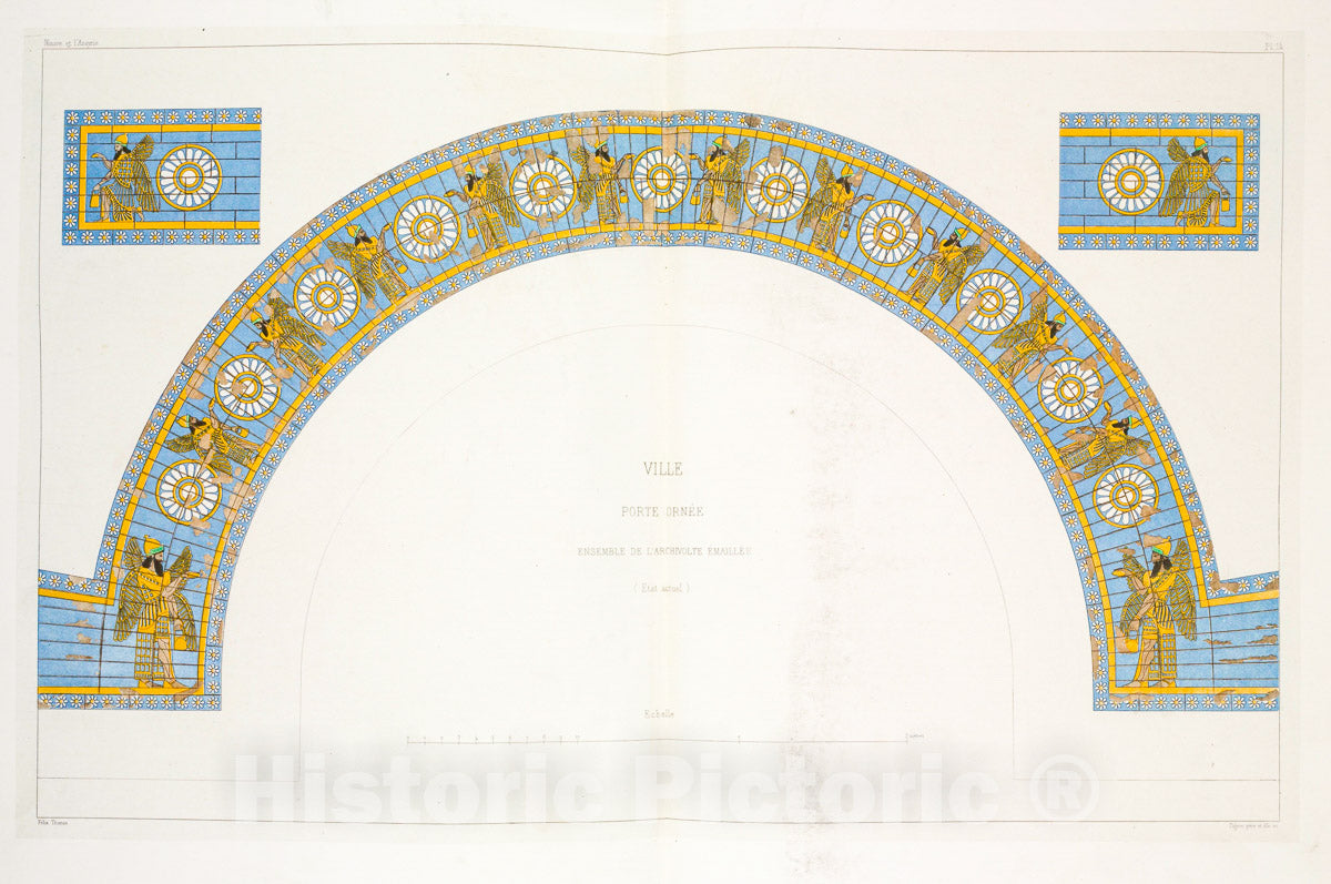 Art Print : 1867, Ville. Porte ornee. Ensemble de l'archivolte emaillee (etat actuel). - Vintage Wall Art
