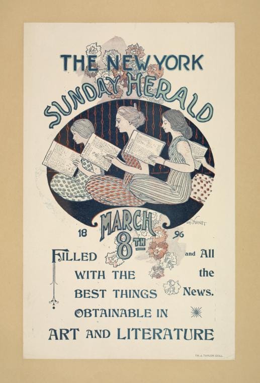 Art Print : The New York Sunday Herald. March 29th 1896, 1896 - Vintage Wall Art