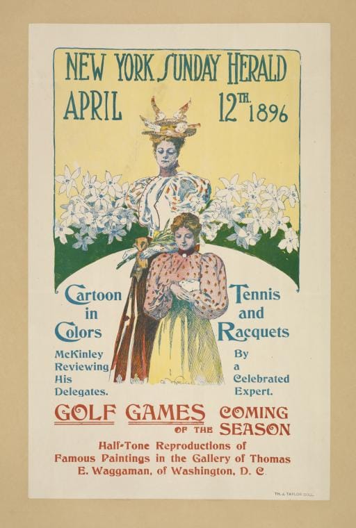 Art Print : The New York Sunday Herald. April 5th 1896, 1896 - Vintage Wall Art