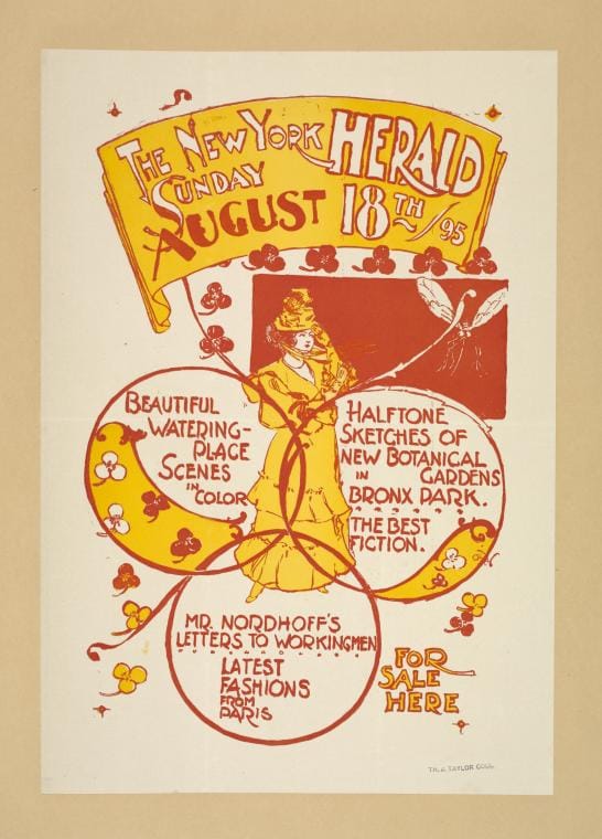 Art Print : The New York Sunday Herald. April12th 1896, 1896 - Vintage Wall Art