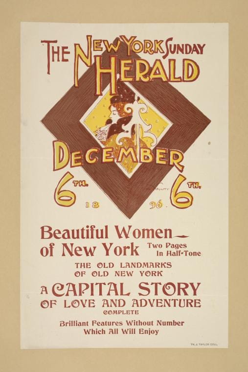 Art Print : The New York Sunday Herald. Dec. 29th, 1895 - Vintage Wall Art
