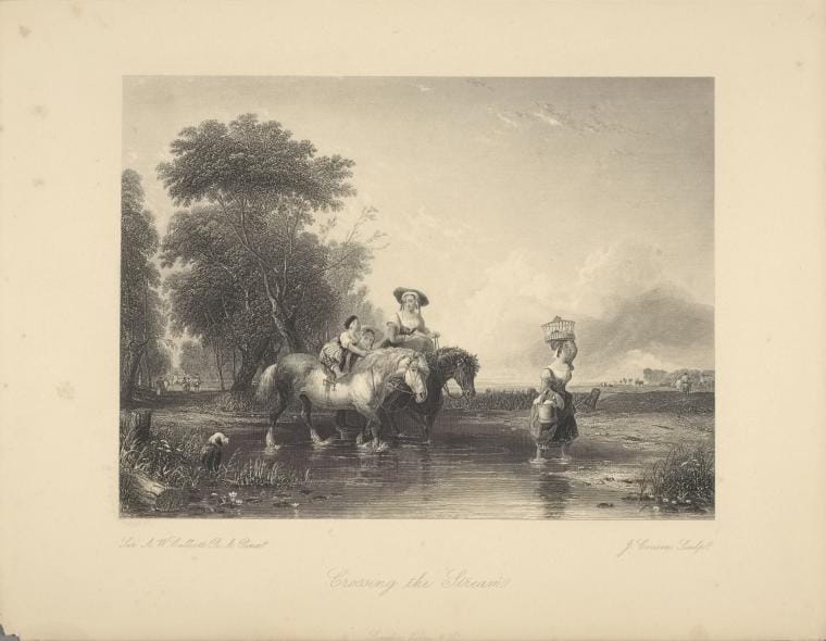 Art Print : Crossing The Stream, 1804 - Vintage Wall Art