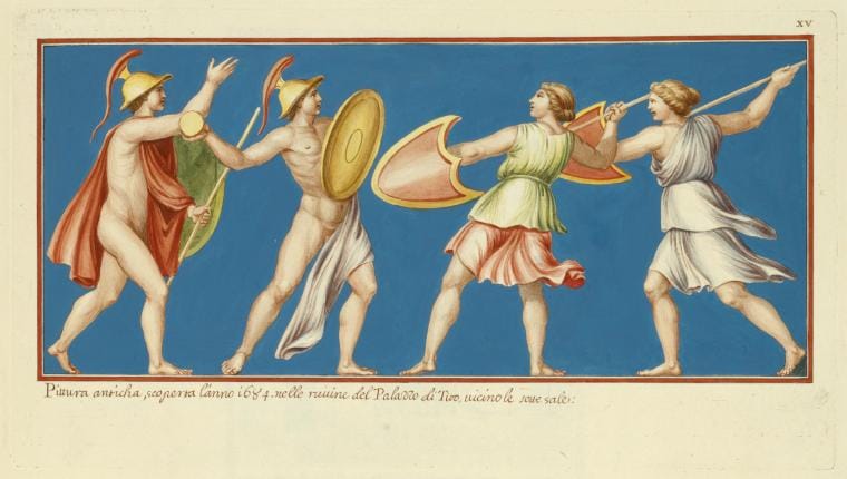 Art Print : Pittura anticha, scoperto l'anno 1684, Nelle ruine del Palazzo di Tito, vicino le sette Sale, 1694 - Vintage Wall Art