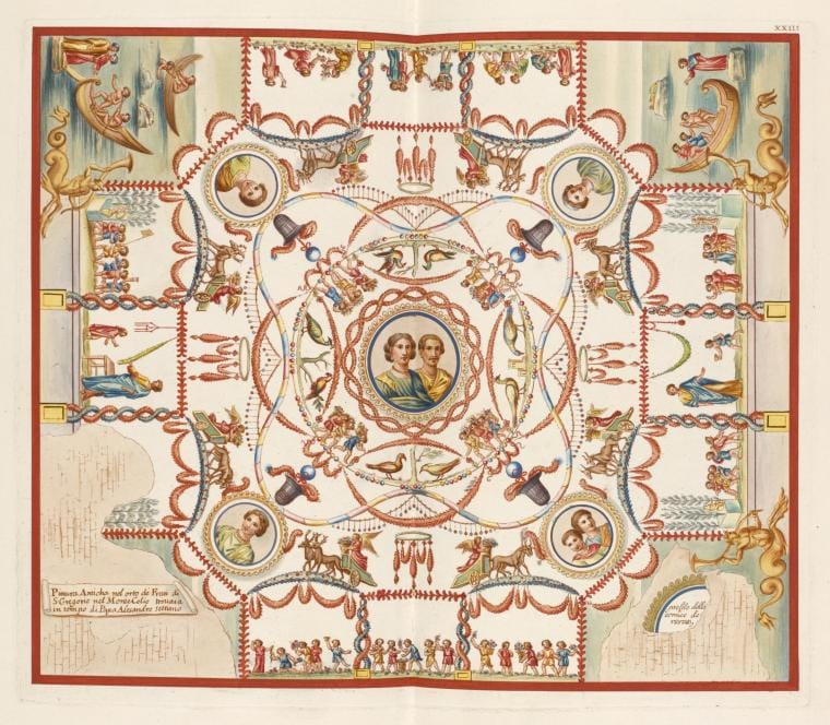 Art Print : Pittura anticha nel orto de Frari di S. Gregorio nel Monte Celio trovata in Tempo di Papa Alesandro Settimo, 1694 - Vintage Wall Art