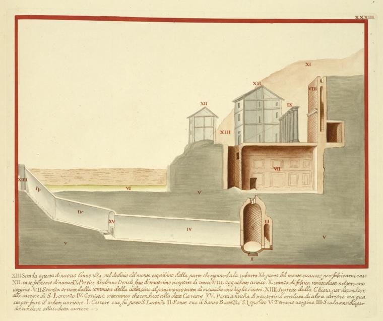 Art Print : XII Strada Aperta di Nuovo l'anno 1684, nel [?] nel Monte esquilino Dalla Porte Che viguarda la suburta. [.], 1694 - Vintage Wall Art
