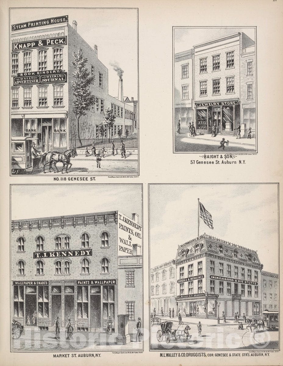 Art Print : No.118 Genesee St; Market St. Auburn, N.Y; Haight & Son, 57 Genesee St. Auburn - Vintage Wall Art