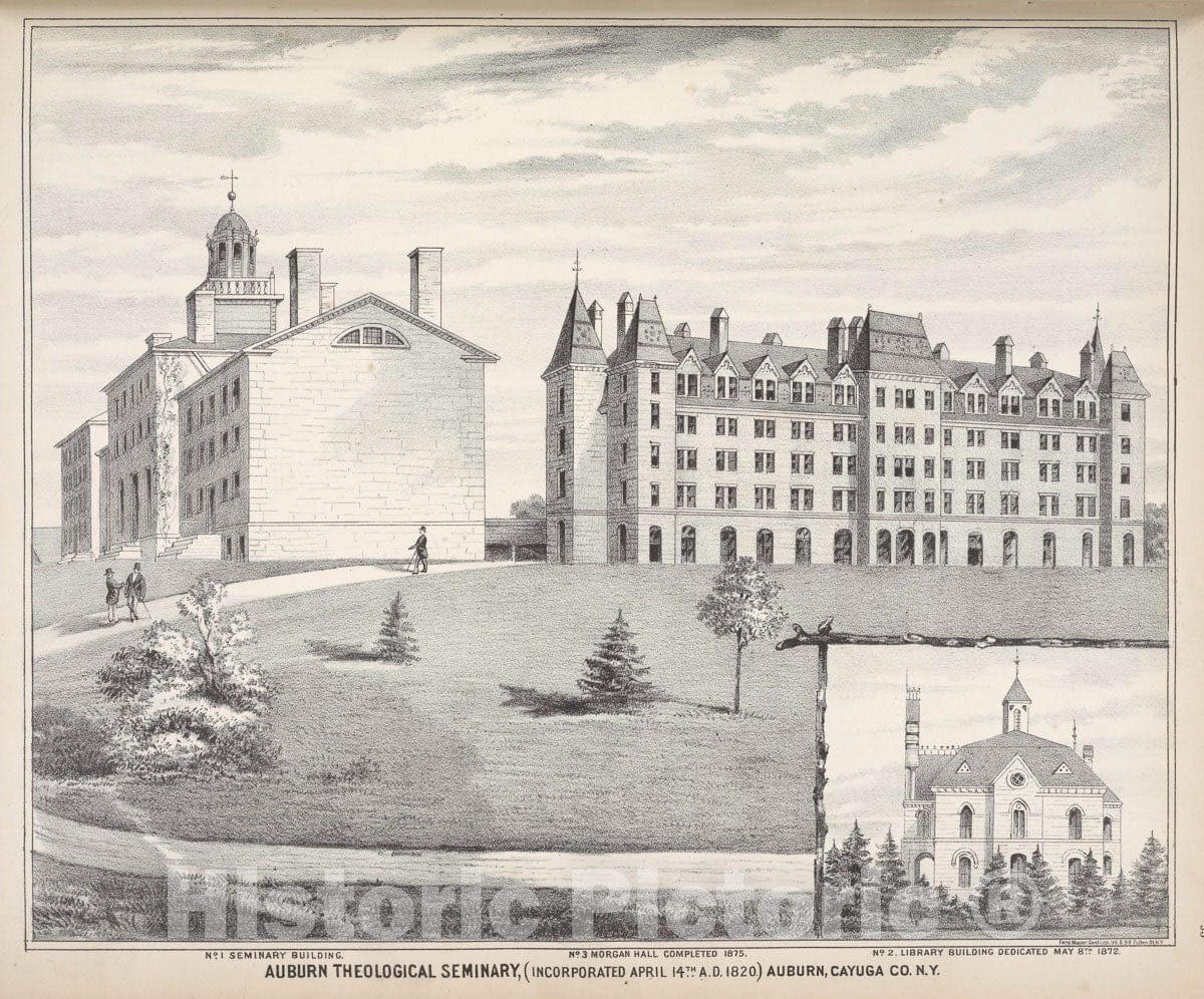 Art Print : No.1 Seminary Building. No. 3 Morgan Hall Completed 1875. No.2 Library Building - Vintage Wall Art