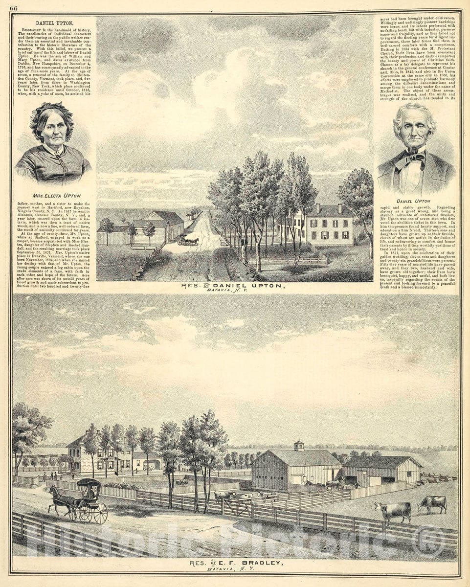 Art Print : 1876, Mrs. Electa Upton; Res. of Daniel Upton, Batavia, N.Y; Daniel Upton; Res. of E. F. Bradley, Batavia, N.Y. - Vintage Wall Art