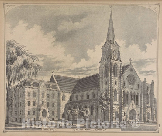 Art Print : 1880, Bishop's House; St. Joseph's Cathedral, Buffalo, N.Y. - Vintage Wall Art