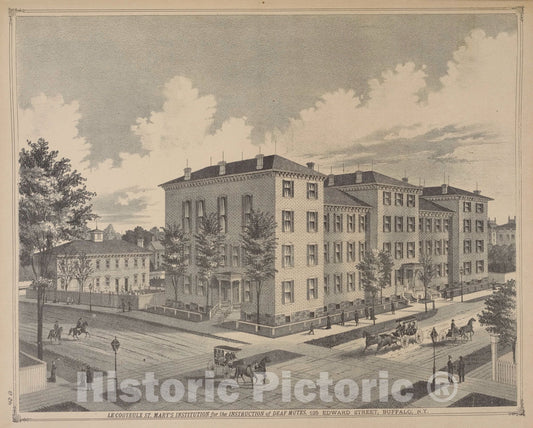 Art Print : 1880, Le Couteulx St. Mary's Institution for The Instruction of Deaf Mutes. 125 Edward Street, Buffalo, N.Y. - Vintage Wall Art