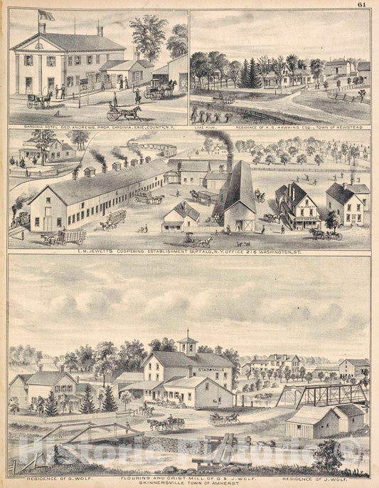 Art Print : 1880, E. M. Jewetts Coopering Establishment Buffalo, N.Y. Office 216 Washington, St - Vintage Wall Art