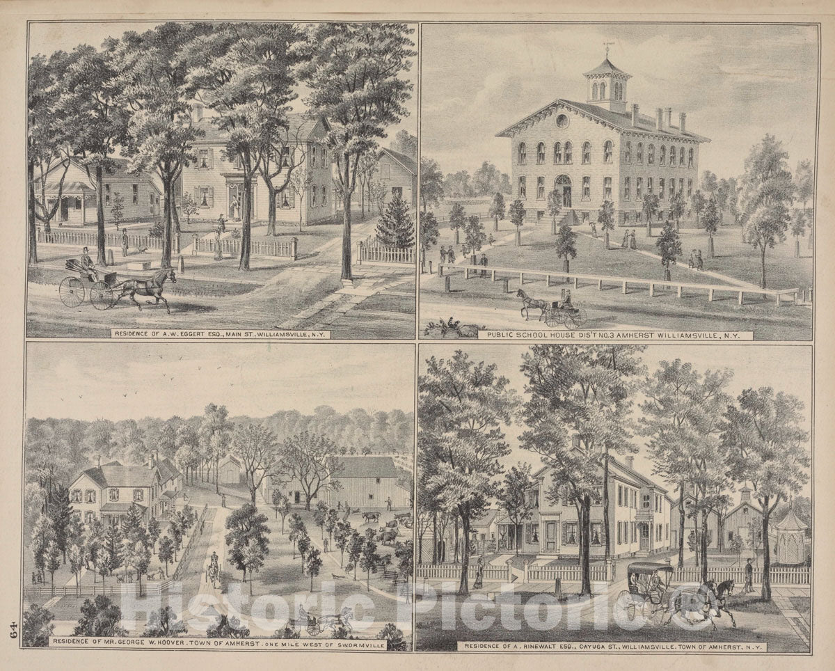 Art Print : 1880, Residence of A. W. Eggert Esq, Main St, Williamsville, N.Y - Vintage Wall Art