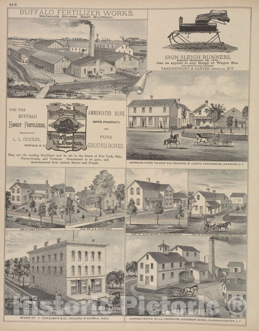 Art Print : 1880, Buffalo Fertilizer Works, Babook Street, East Buffalo - Vintage Wall Art