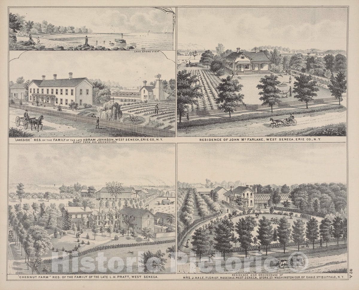 Art Print : 1880, Lakeside Res. of The Family of The Late Abram Johnson West Seneca, Erie Co, Vintage Wall Art