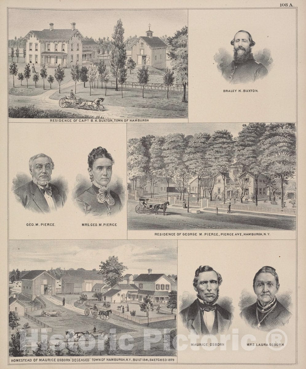 Art Print : 1880, Residence of Capt. B.K. Buxton, Town of Hamburg; Braley K. Buxton - Vintage Wall Art