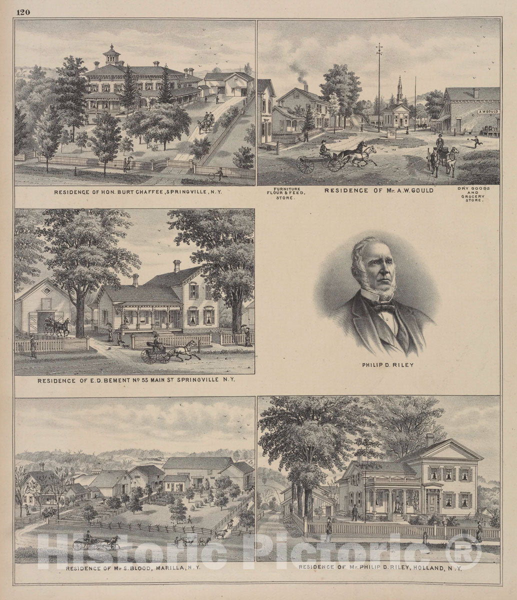 Art Print : 1880, Residence of Hon. Burt Chaffee, Springville, N.Y - Vintage Wall Art