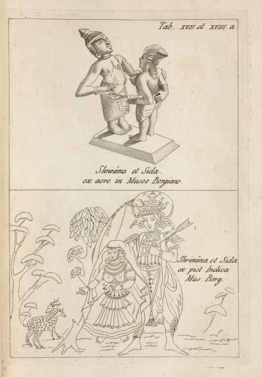 Art Print : Tab. 16. Flos loti vel nympheae; Shiva et Parvadi in Monte Meru, 1748 - Vintage Wall Art