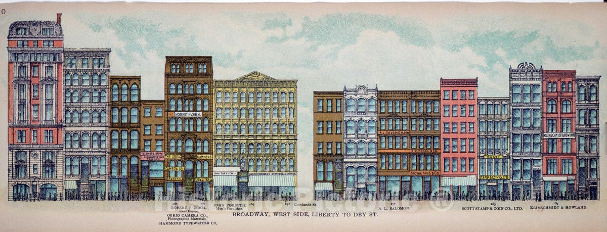 Art Print : 1899, Broadway, West Side. Liberty to Dey St. - Vintage Wall Art