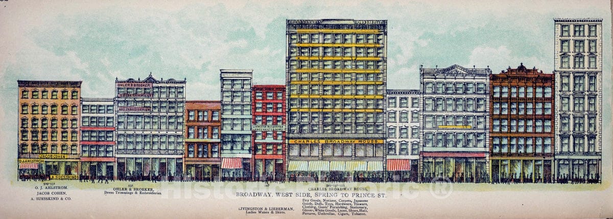 Art Print : 1899, Broadway, West Side. Spring to Prince St. - Vintage Wall Art