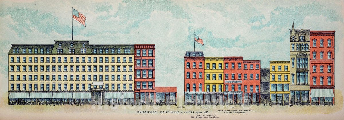Art Print : 1899, Broadway, East Side. 27th to 29th St. - Vintage Wall Art