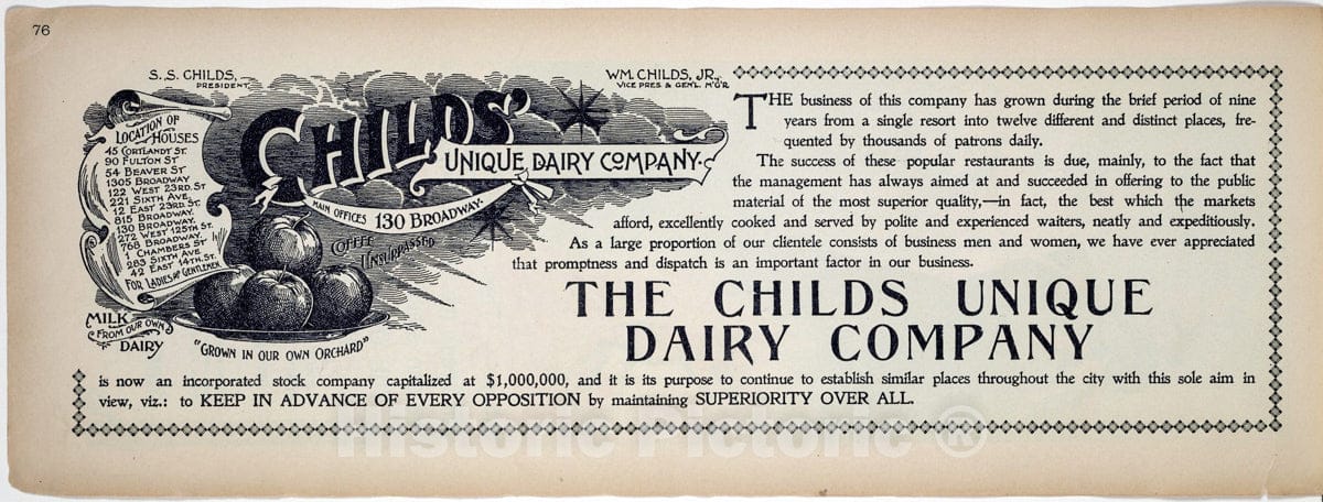 Art Print : 1899, Child's Unique Dairy Company. (Advertisement) - Vintage Wall Art