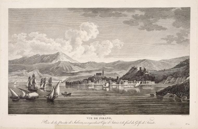 Art Print : Vue de Pirano, 1802 - Vintage Wall Art