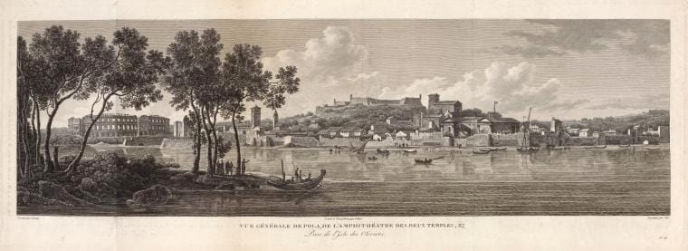 Art Print : Vue Generale de Pola, de l'amphitheatre des Deux Temples, 1802 - Vintage Wall Art