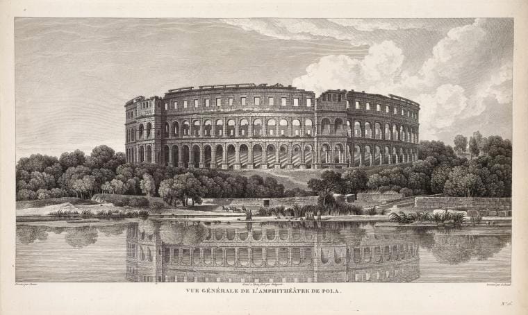 Art Print : Vue Generale de l'amphitheatre de Pola, 1802 - Vintage Wall Art
