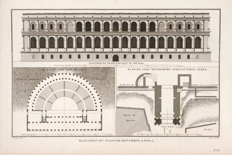 Art Print : Elevation et Detail des ornemens d'architecture, 1802 - Vintage Wall Art