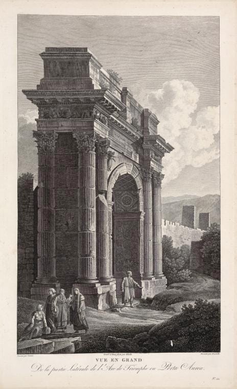 Art Print : Vue d'une Porte du Palais de Diocletien. Bas-Reliefs, 1802 - Vintage Wall Art